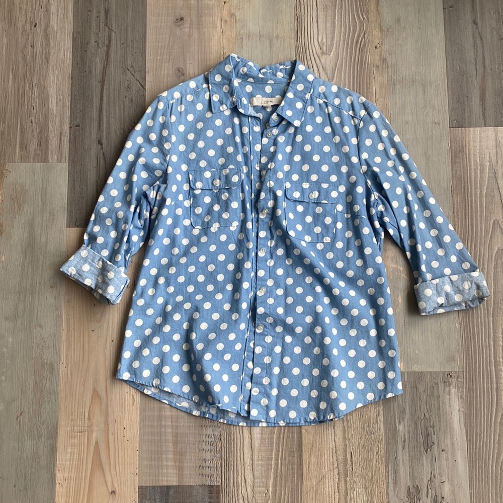 LOFT Polka Dot Chambray Shirt